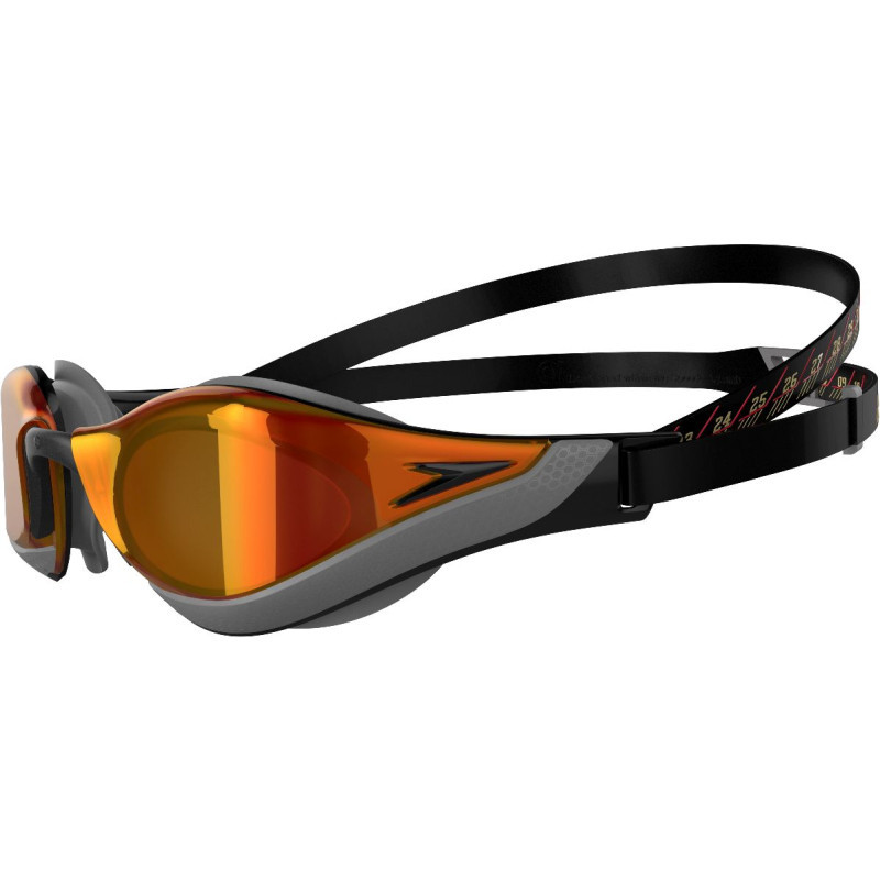 Speedo Fastskin PURE FOCUS Mirror Black - Cool Grey - Fire Gold - Lunettes Natation