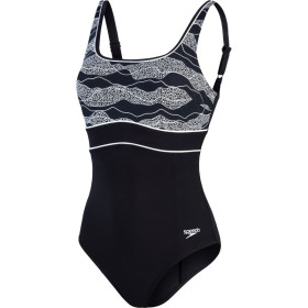 Speedo ECO AMBERGLOW SHAPING Black White - Maillot Aquagym et Natation Femme