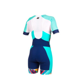 Trifonction Triathlon Femme ZEROD TT SUIT RACER WOMAN KUBIK BLOCK manches courtes