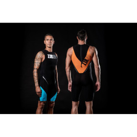 ZEROD SPEEDSUIT Elite BLACK / ATOLL / ORANGE HOMME - Speedsuit Triathlon Homme