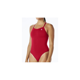 TYR Solid Durafast Diamondfit - Red - Maillot Natation Femme 1 pièce