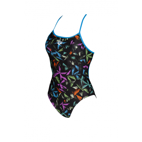 Arena Multicolor PALMS Accelerate Back - Turquoise Multi - Maillot Natation Femme