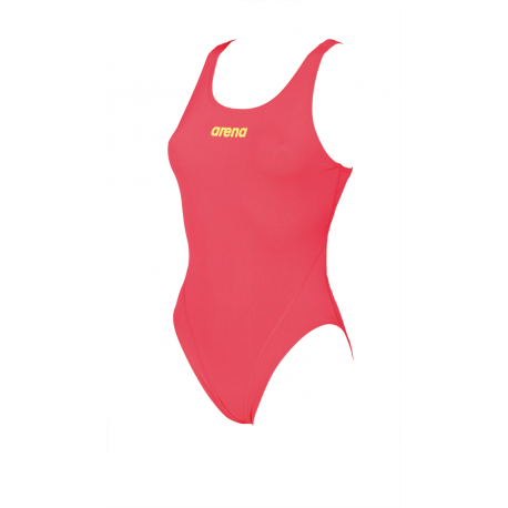 Arena SOLID Swim Tech High - Fluo Red Soft Green - Maillot Natation Femme 1 pièce
