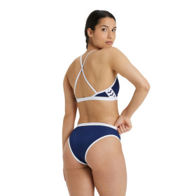 Bikini Arena ICONS Cross Back Solid  NAVY WHITE -  Maillot Natation Femme 2 pieces