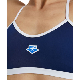 Bikini Arena ICONS Cross Back Solid  NAVY WHITE -  Maillot Natation Femme 2 pieces