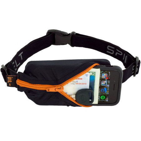 Ceinture SPIBELT Original - BLACK with Orange Zipper - Ceinture extensible porte gels, nutrition, telephone ...