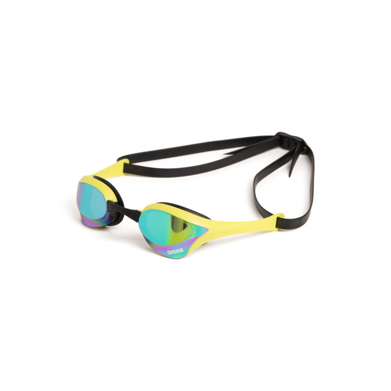 ARENA Cobra Ultra Swipe Mirror Emerald Cyber Lime Lunettes Natation Bleu Verres Argent Les4Nages