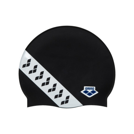 Bonnet de bain ARENA Icons Team Stripe Cap Black White | Les4Nages