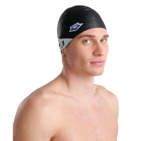 Bonnet de bain ARENA Icons Team Stripe Cap Black White