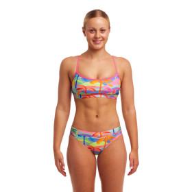 Funkita Poka Palm Swim Crop Top / Sports Brief  - Maillot de bain Natation Femme 2 pieces