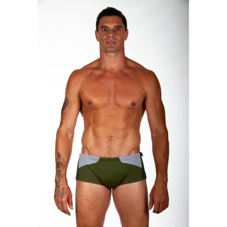 ZEROD Khaki Dark Grey Trunks Natation - Boxer Homme | Les4Nages