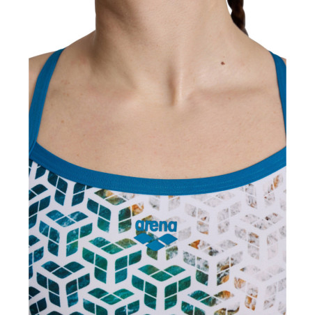 Arena PLANET WATER Challenge Back blue cosmo white multi - Maillot Natation Femme | Les4Nages