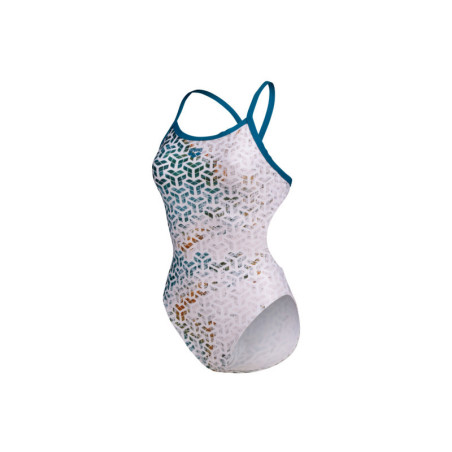 Arena PLANET WATER Challenge Back blue cosmo white multi - Maillot Natation Femme | Les4Nages
