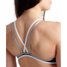 Arena ONE DOUBLE CROSS BACK  Navy White Silver - Maillot de bain femme 1 pièce