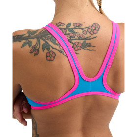 ARENA One Biglogo - Turquoise Fluo Pink  - Maillot Natation Femme 1 piece