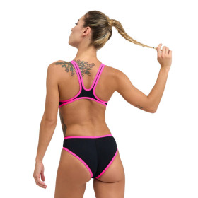 ARENA One Biglogo - Black Fluo Pink  - Maillot Natation Femme 1 piece