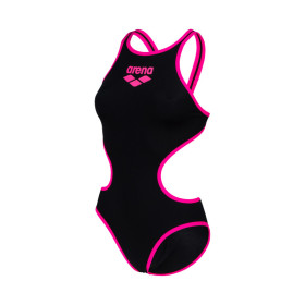 ARENA One Biglogo - Black Fluo Pink  - Maillot Natation Femme 1 piece