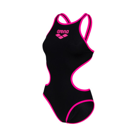 ARENA One Biglogo - Black Fluo Pink - Maillot Natation Femme 1 piece | Les4Nages