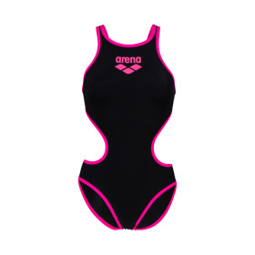 ARENA One Biglogo - Black Fluo Pink  - Maillot Natation Femme 1 piece