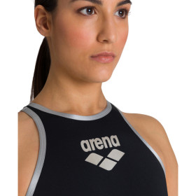 ARENA One Biglogo - Black Silver R   - Maillot Natation Femme 1 piece