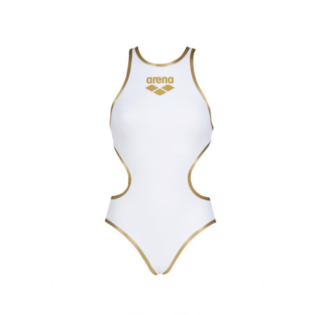 ARENA One Biglogo - White Gold R - Maillot Natation Femme 1 piece | Les4Nages