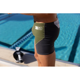 ZEROD BOXER Khaki Dark Grey  - Aquashort boxer Natation Homme