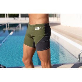 ZEROD BOXER Khaki Dark Grey  - Aquashort boxer Natation Homme