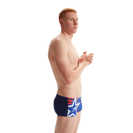 SPEEDO Placement Digital Brief Blue Red - Maillot Natation | Les4Nages