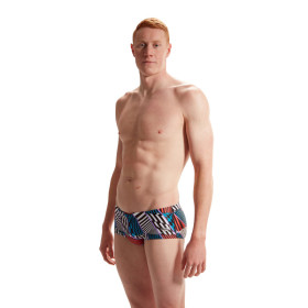 SPEEDO Allover Brief Red Blue - Maillot Natation