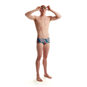 SPEEDO Allover Brief Red Blue - Maillot Natation