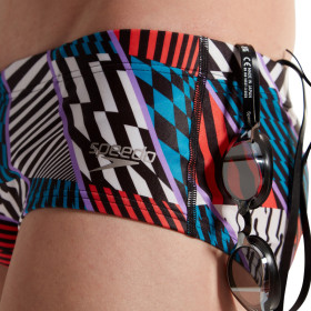 SPEEDO Allover Brief Red Blue - Maillot Natation