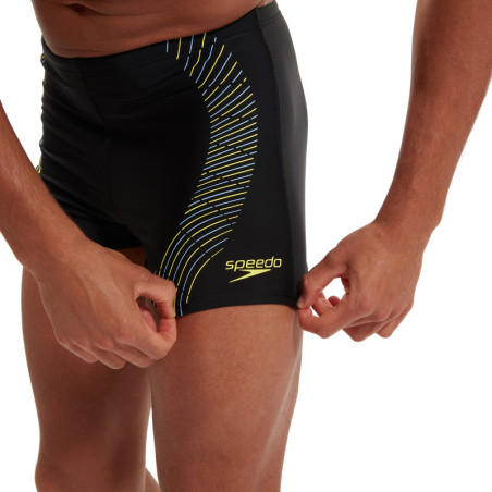 SPEEDO Tech Print Aquashort Black Yellow - Boxer Natation | Les4Nages