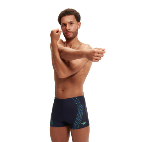 SPEEDO Tech Print Aquashort Navy Green - Boxer Natation | Les4Nages