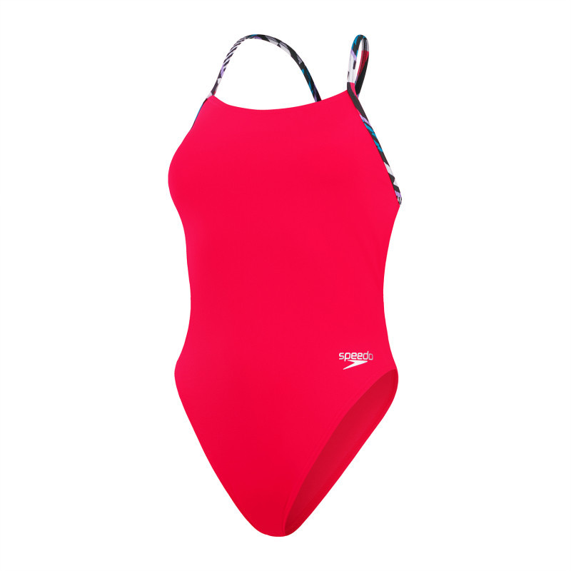 SPEEDO Solid Lattice Tie Back Red Blue  - Maillot de Bain Femme 1 piece