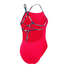 SPEEDO Solid Lattice Tie Back Red Blue  - Maillot de Bain Femme 1 piece