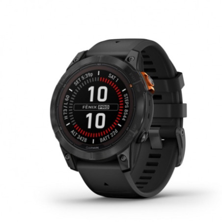 GARMIN FENIX 7 Pro Solar Edition - Gray avec bracelet noir - Montre GPS Running | Les4Nages