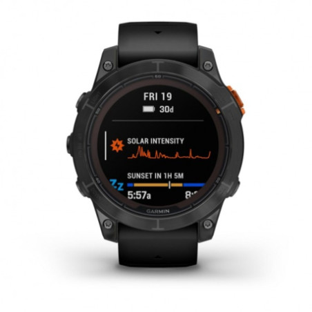 GARMIN FENIX 7S Pro Solar Edition - Silver avec bracelet gris - Montre GPS Running | Les4Nages