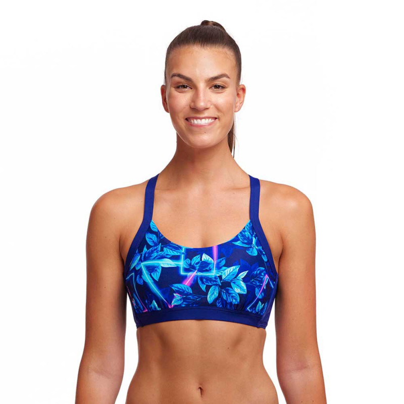 Haut Funkita Leaf Laser Crop Top - Haut Maillot de bain Natation Femme 2 pieces | Les4Nages