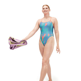 SPEEDO Allover Digital StarBack Blue Pink - Maillot de Bain Femme 1 piece