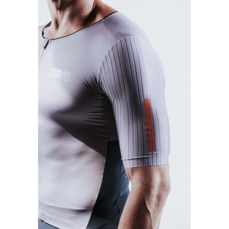 Trifonction Triathlon ZEROD TTSuit RACER HOMME Cinder Grey Avec Manches | Les4Nages