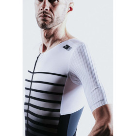 Trifonction Triathlon ZEROD TTSuit RACER HOMME Faded Mariniere  Avec Manches