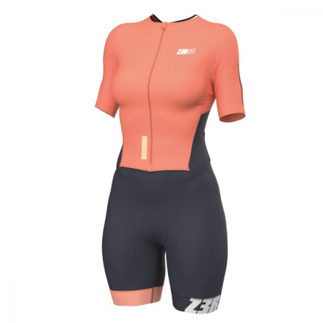 Trifonction Triathlon ZEROD TTSuit RACER FEMME Fusion Coral Avec Manches