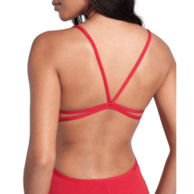 Arena SOLID Lace Back  Red White  - Maillot de bain natation femme 