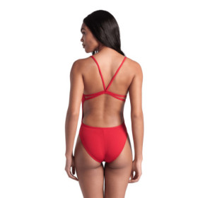 Arena SOLID Lace Back  Red White  - Maillot de bain natation femme 