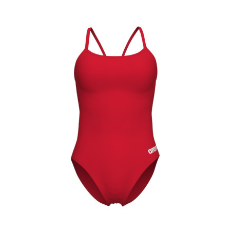 Arena SOLID Lace Back Red White - Maillot de bain natation femme  | Les4Nages
