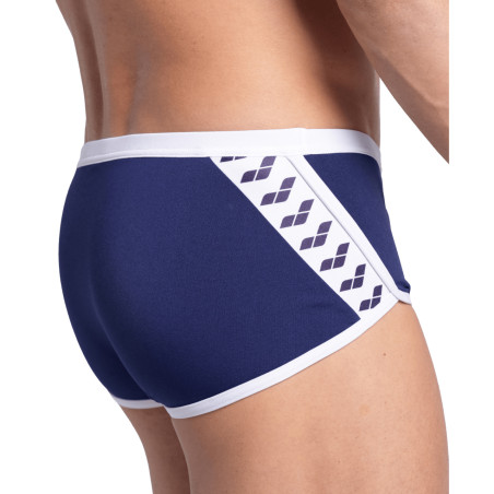 Arena ICONS Swim Low Waist Short Navy White - Boxer Natation Homme | Les4Nages