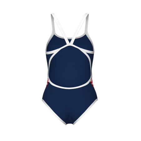 ICONS Super Fly Back Solid Navy White Red Multi - Maillot de Bain Arena Femme | Les4Nages