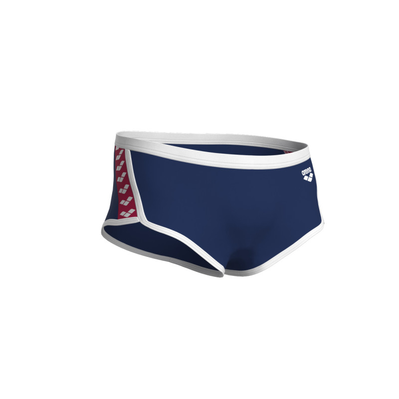 Arena ICONS Swim Low Waist Short Navy White Red Multi - Boxer Natation Homme | Les4Nages