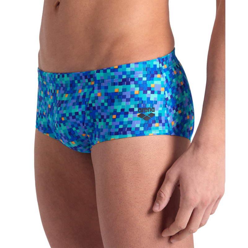 Arena POOLTILES Swim Low Waist Short BLUEMULTI - Boxer Natation Homme | Les4Nages