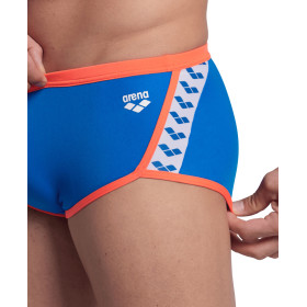 Arena ICONS Swim Low Waist Short Blue River Bright Coral  - Boxer Natation Homme